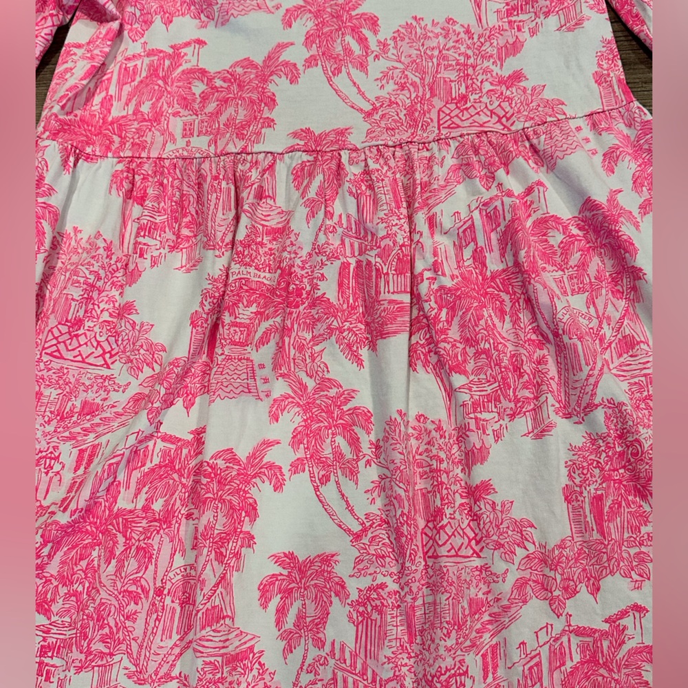 Lilly Pulitzer Jannie V-Neck Bell Sleeve Dress in Pink PB Anniversary Toile - Picture 6 of 12